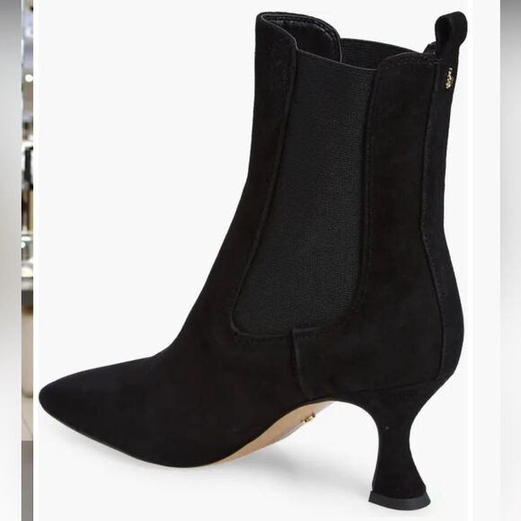 Womens Sam Edelman Lani Square Toe Chelsea Boots in Black Suede NWOB - Picture 3 of 10